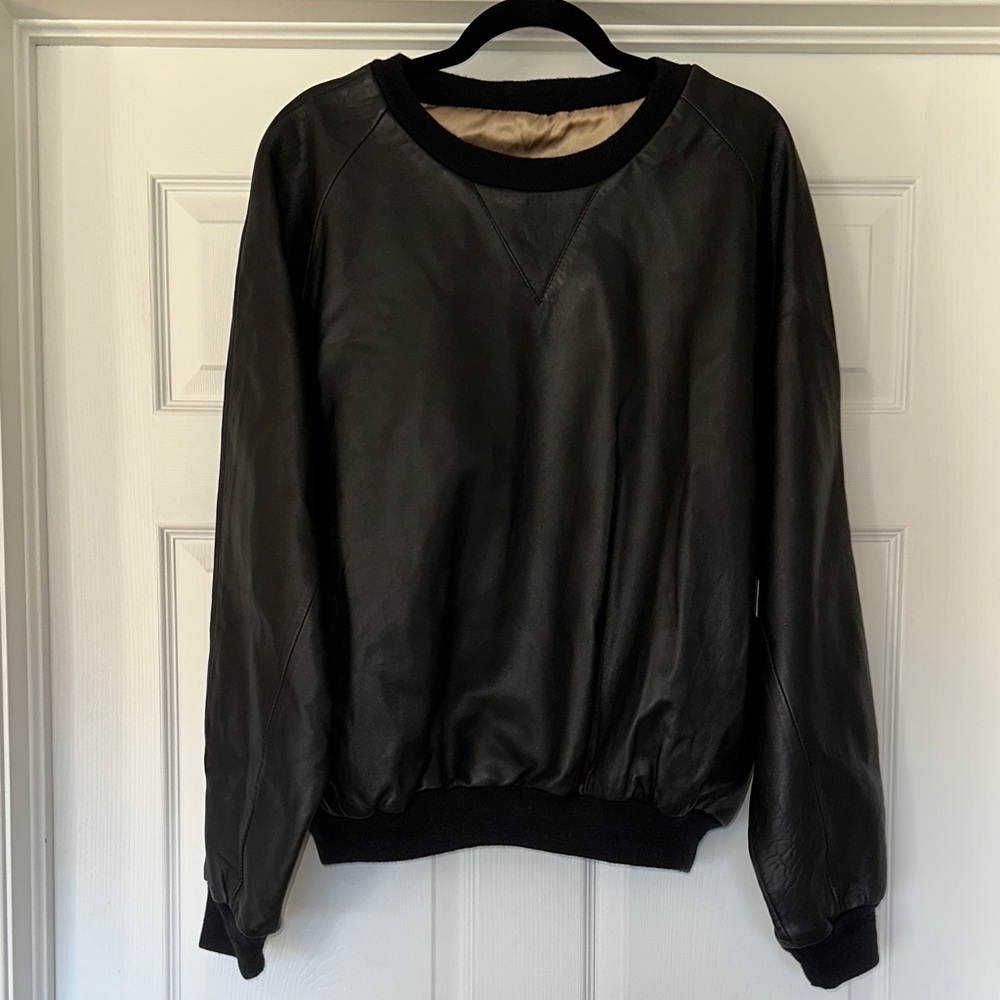 BULLOCK & JONES Leather Vintage Classic Crewneck Sweater 80’s